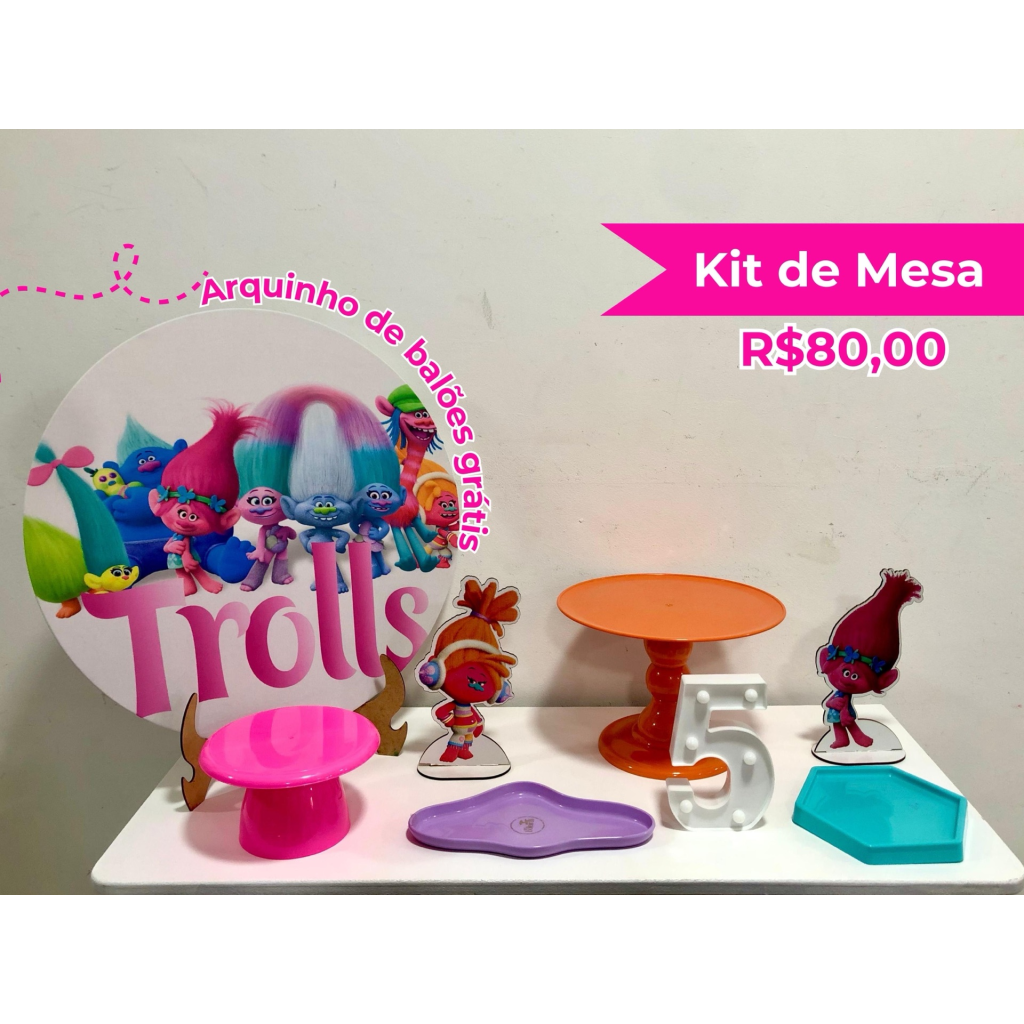 Kit de Mesa Trolls - Creare Decorações 