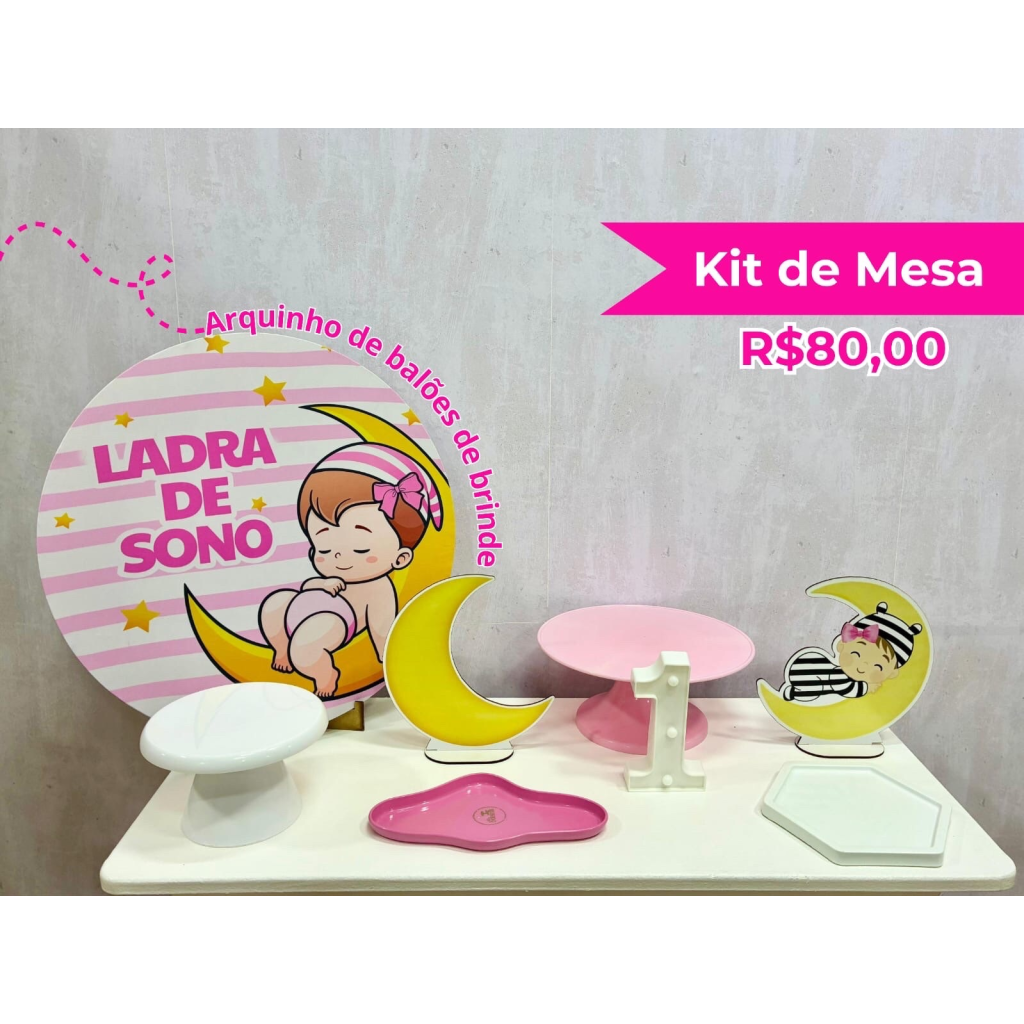 Kit de Mesa Ladra de Sono Rosa - Creare Decorações 