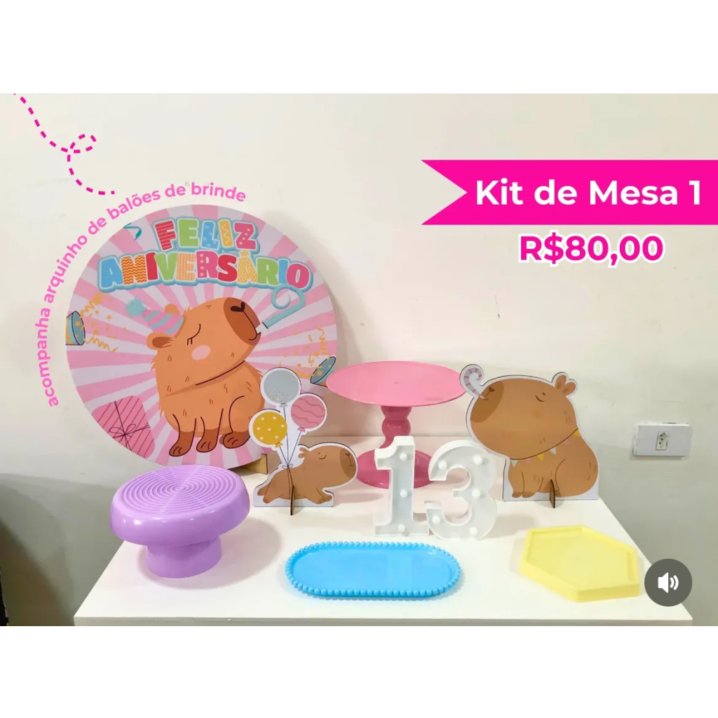Kit de Mesa Capivara - Creare Decorações 