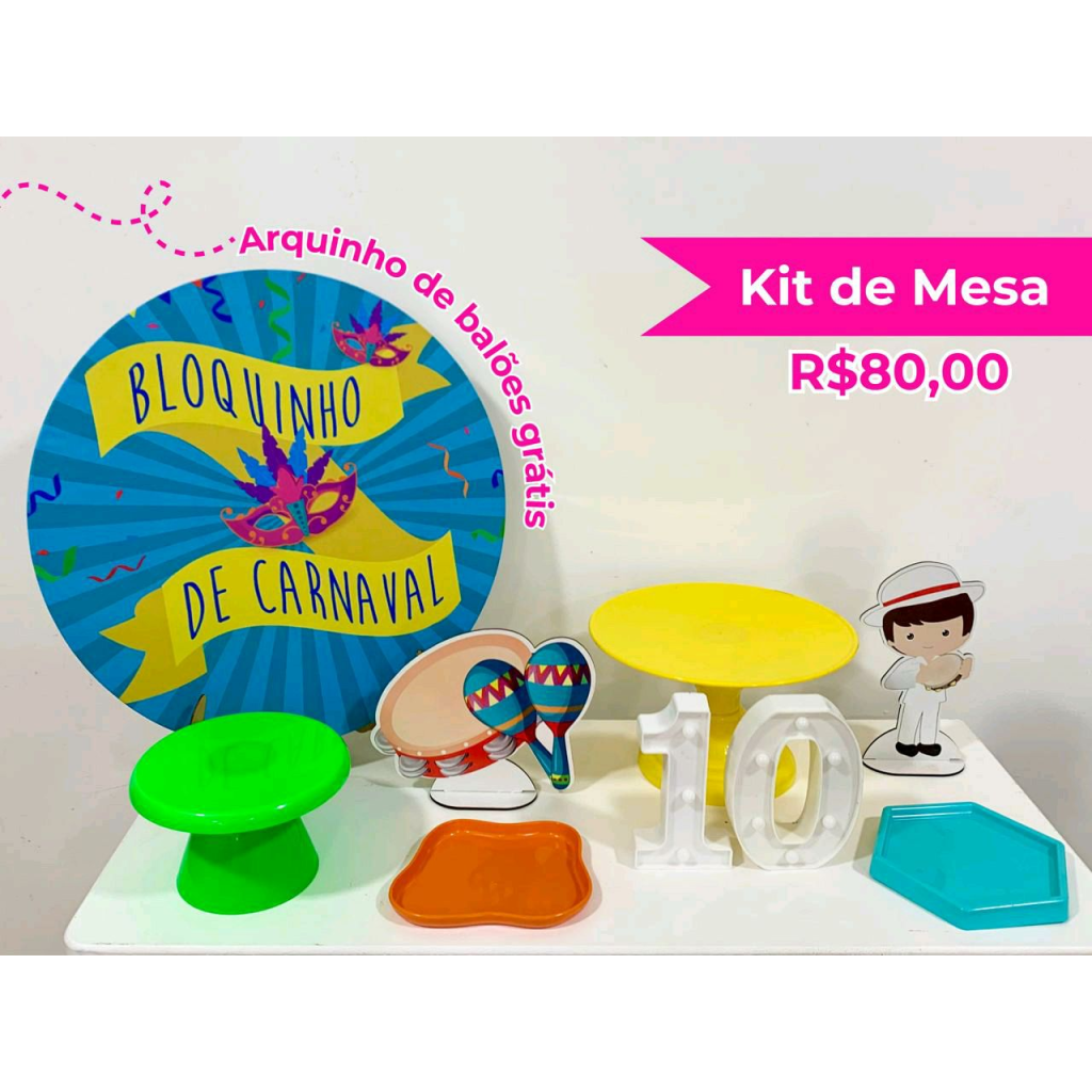 Kit de Mesa Bloquinho de Carnaval - Creare Decorações 