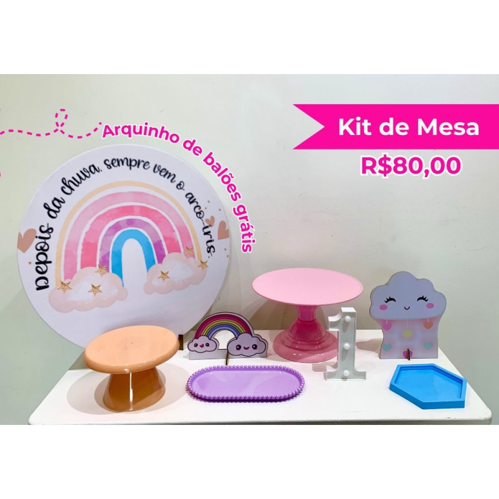 Kit de Mesa Arco Íris - Creare Decorações 
