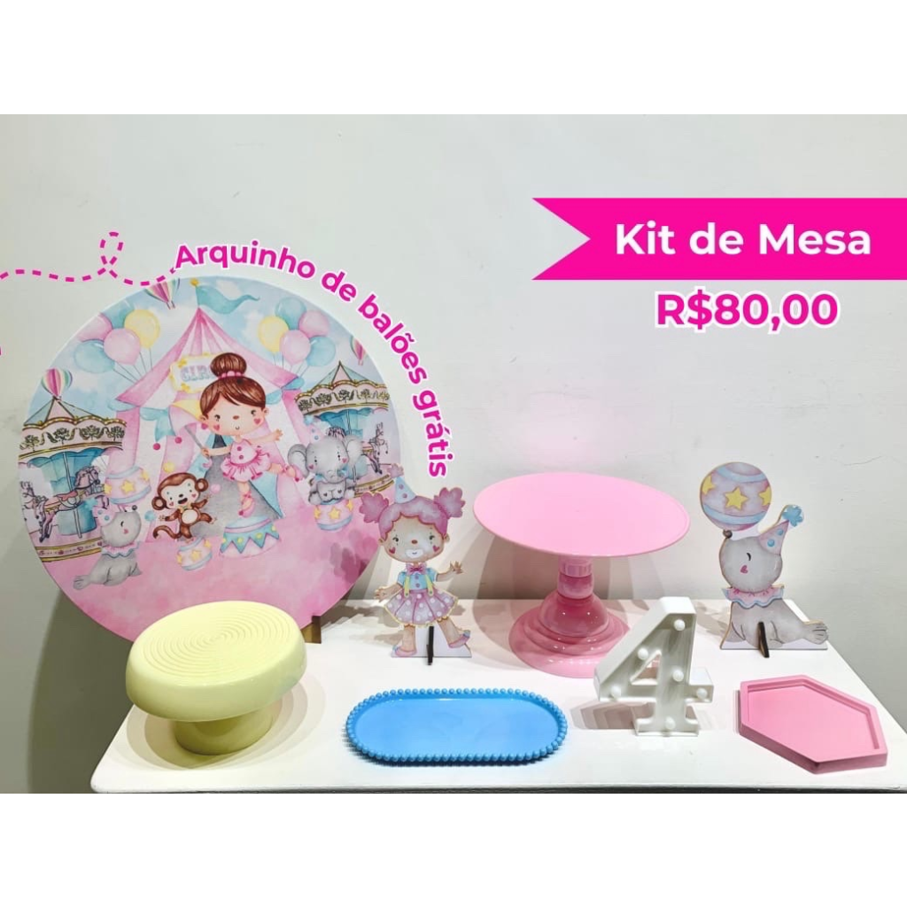 Kit de Mesa Circo Rosa - Creare Decorações 