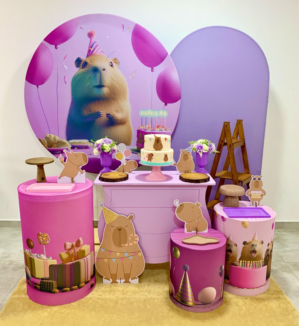 Capivara Menina - Kit 3 - Creare Decorações 