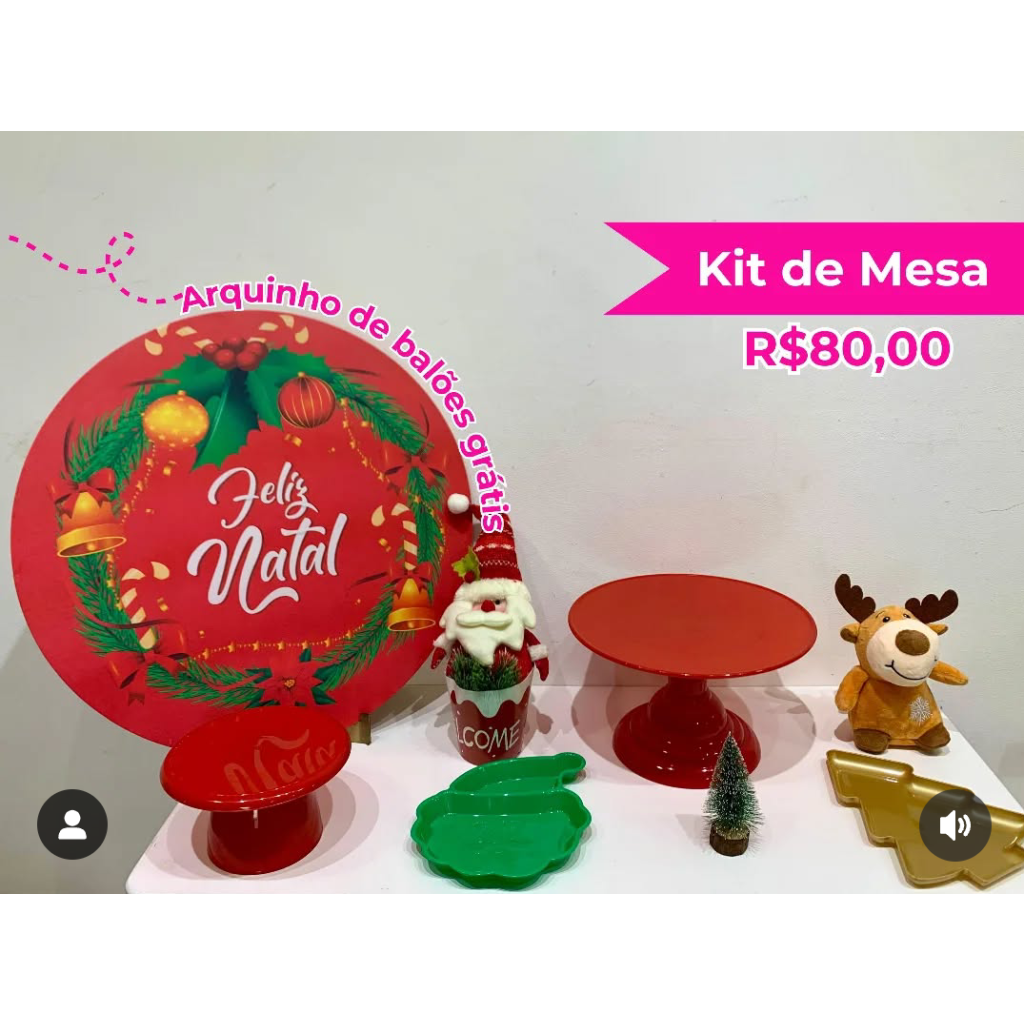 Kit de Mesa Natal Vermelho - Creare Decorações 