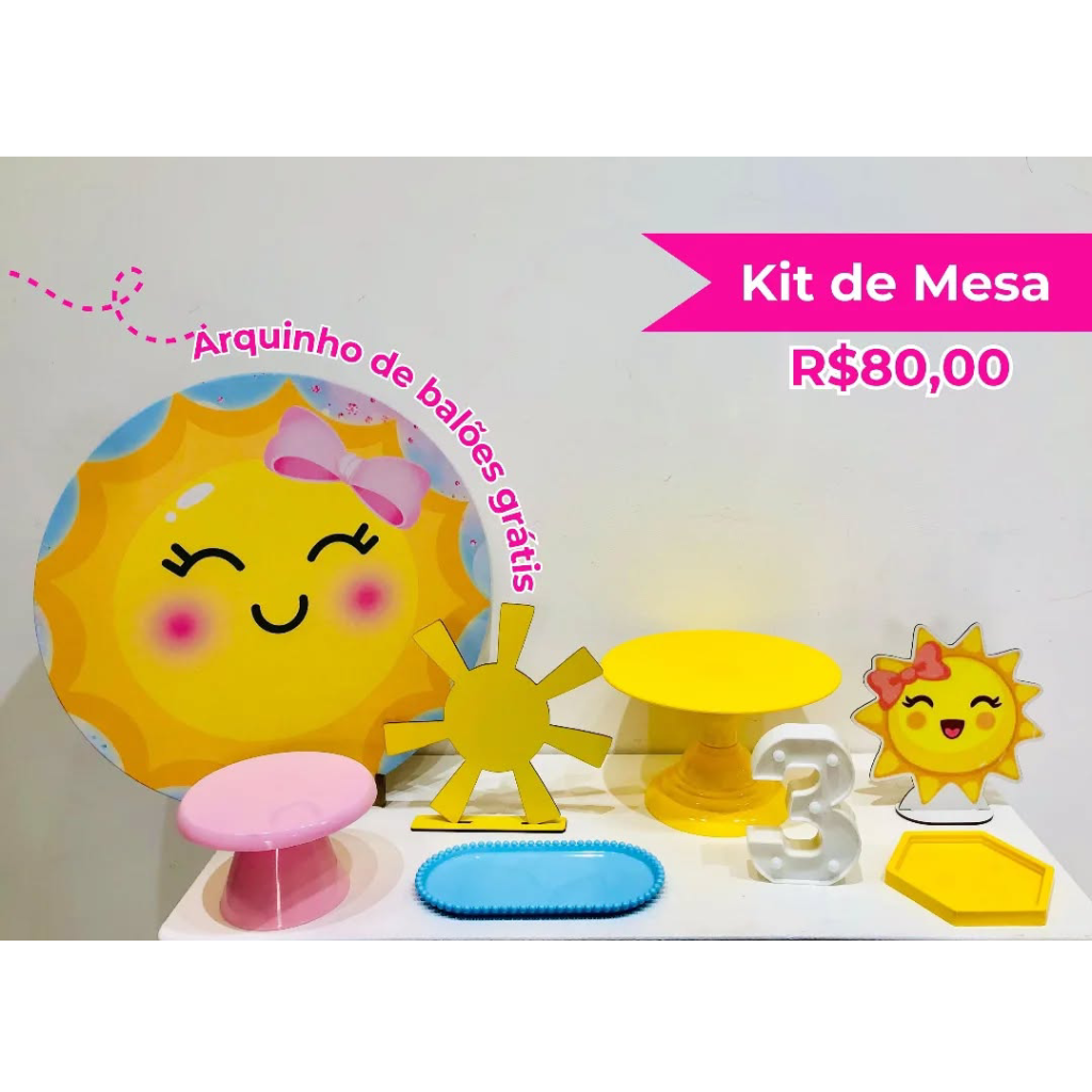 Kit de Mesa Sol Rosa - Creare Decorações 