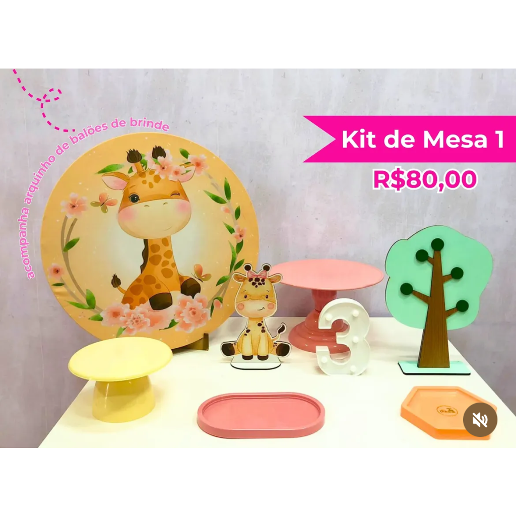Kit de Mesa Girafinha - Creare Decorações 