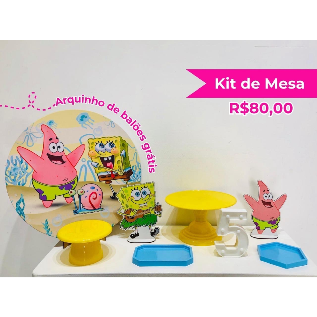 Kit de Mesa Bob Esponja Menino - Creare Decorações 