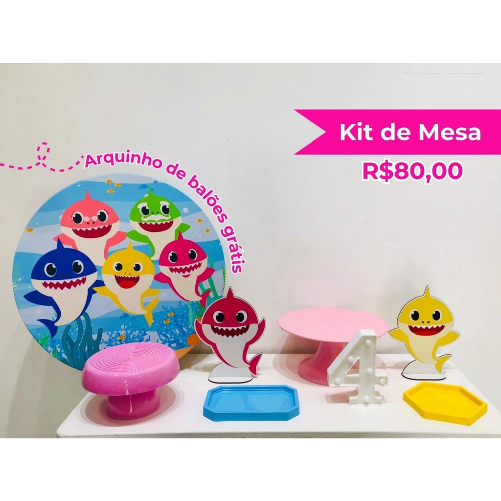 Kit de Mesa Baby Shark Menina - Creare Decorações 