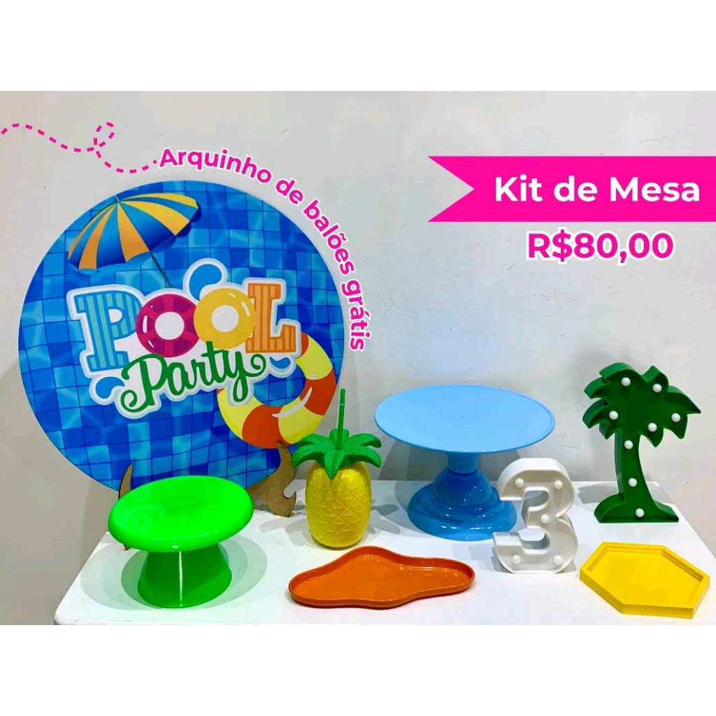 Kit de Mesa Pool Party Menino - Creare Decorações 