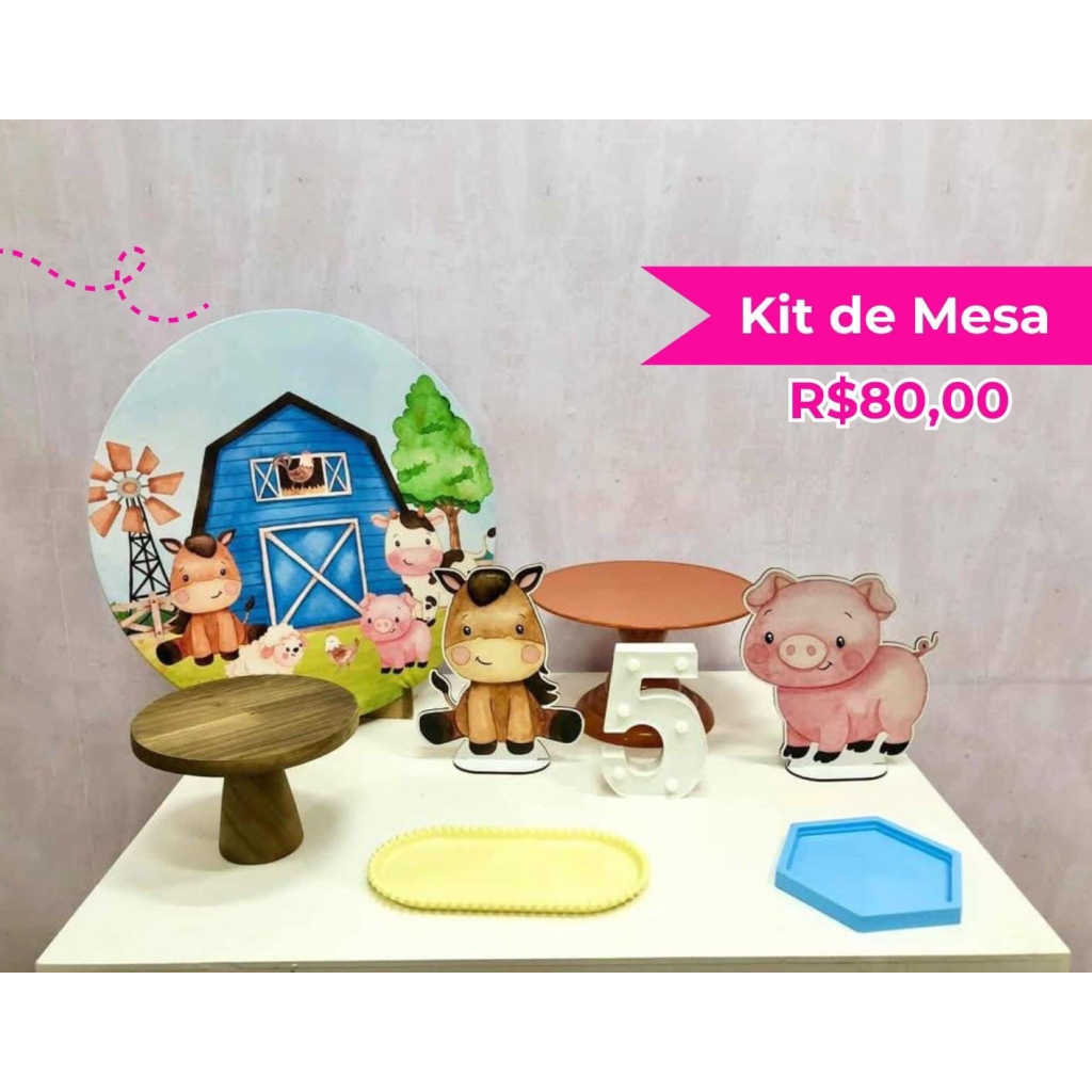 Kit de Mesa Fazendinha Azul - Creare Decorações 