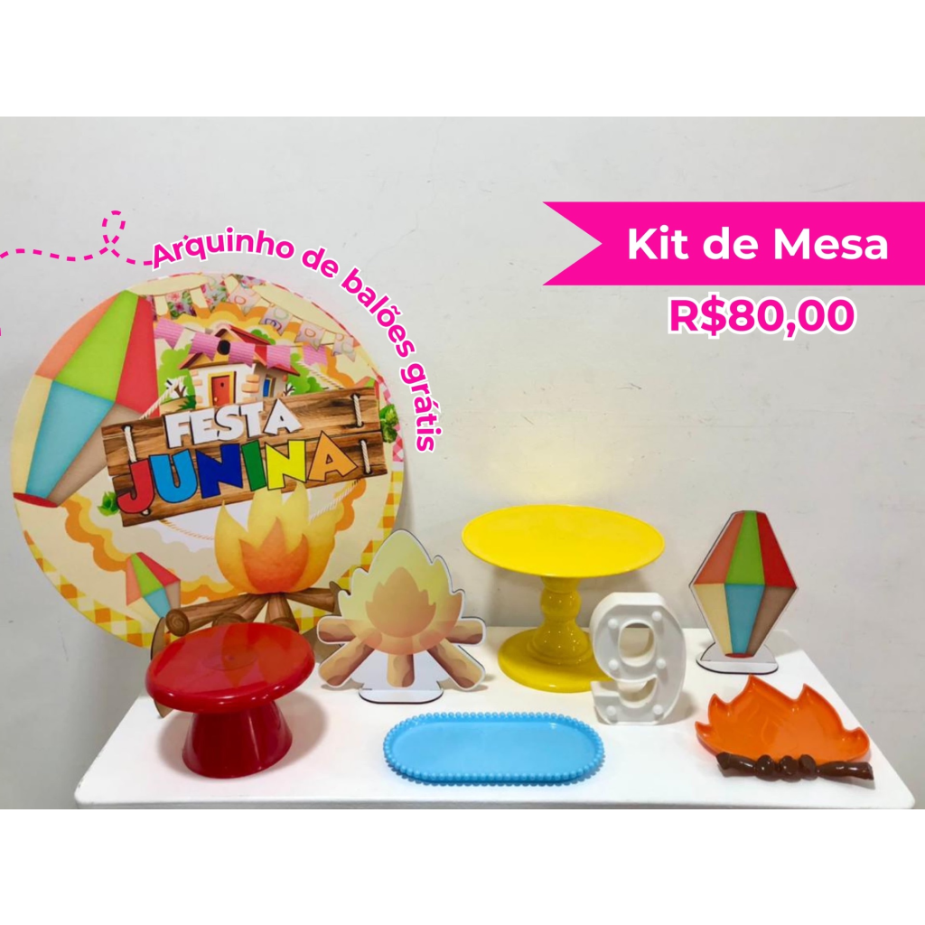 Kit de Mesa Festa Junina Colorida - Creare Decorações 