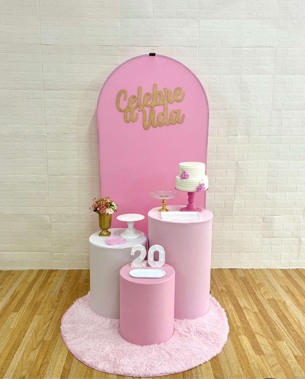 Kit Celebre Rosa E Branco  - Creare Decorações 