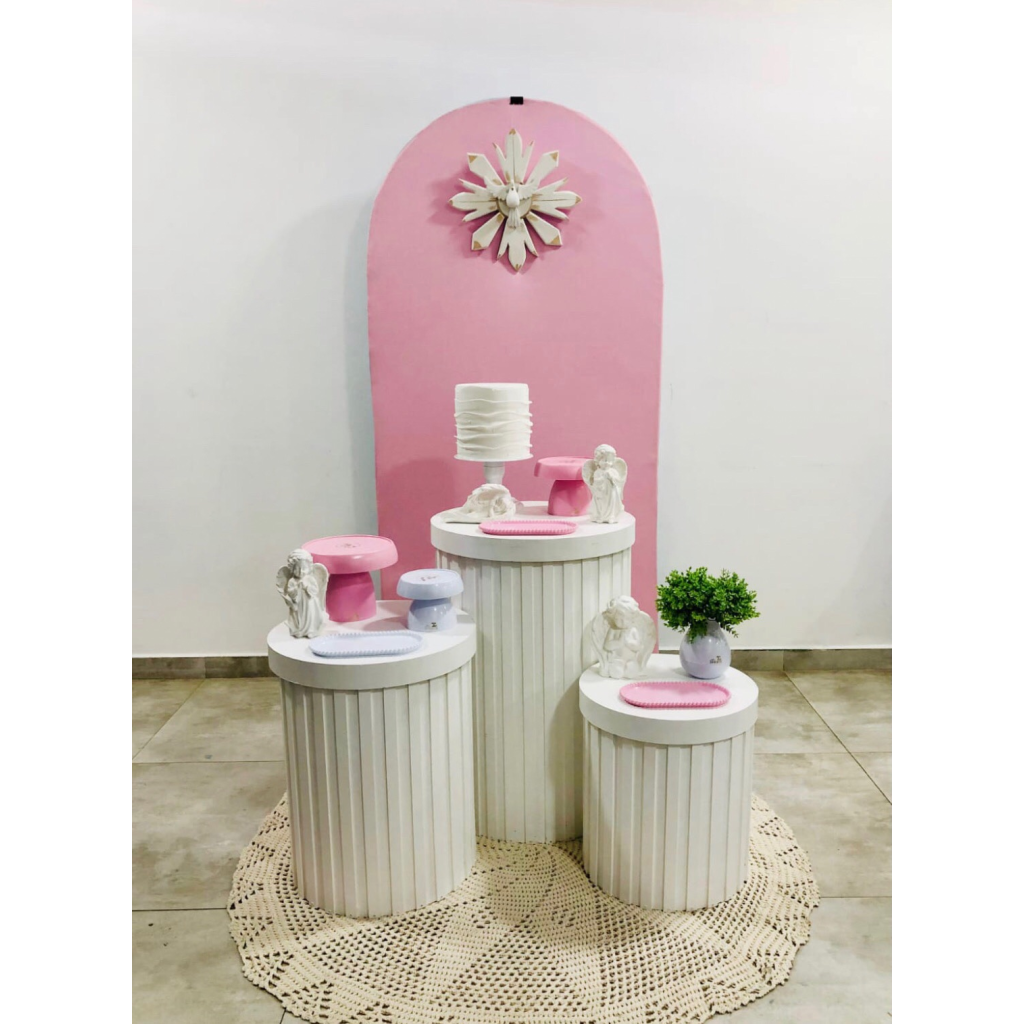 Batizado Rosa E Branco - Composição  - Creare Decorações 