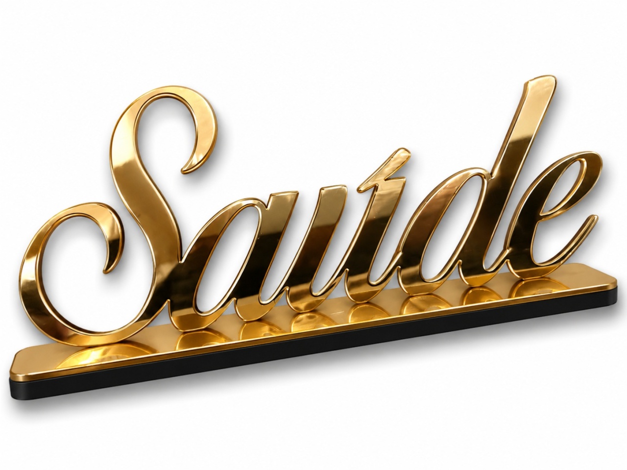 Saúde Dourado Acrílico - Creare Decorações 