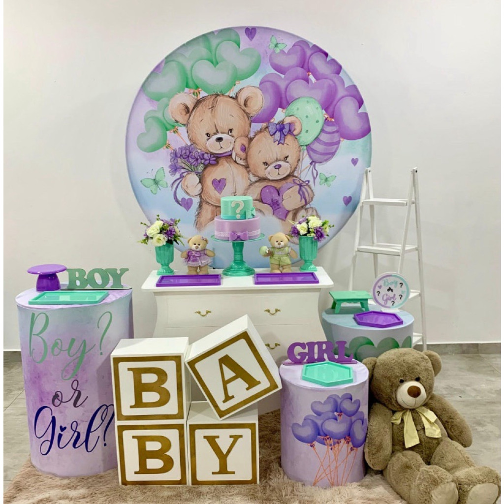 Chá Revelação Lilás E Verde Kit 2 - Creare Decorações 