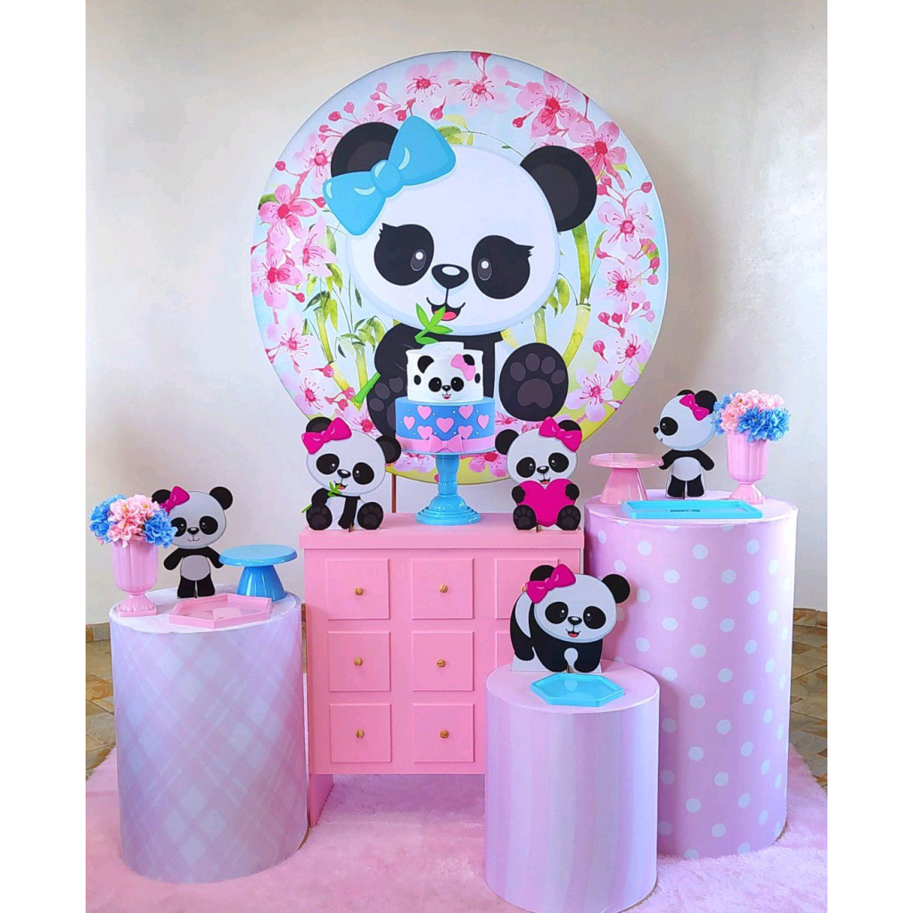 Urso Panda Rosa - Kit 2 - Creare Decorações 