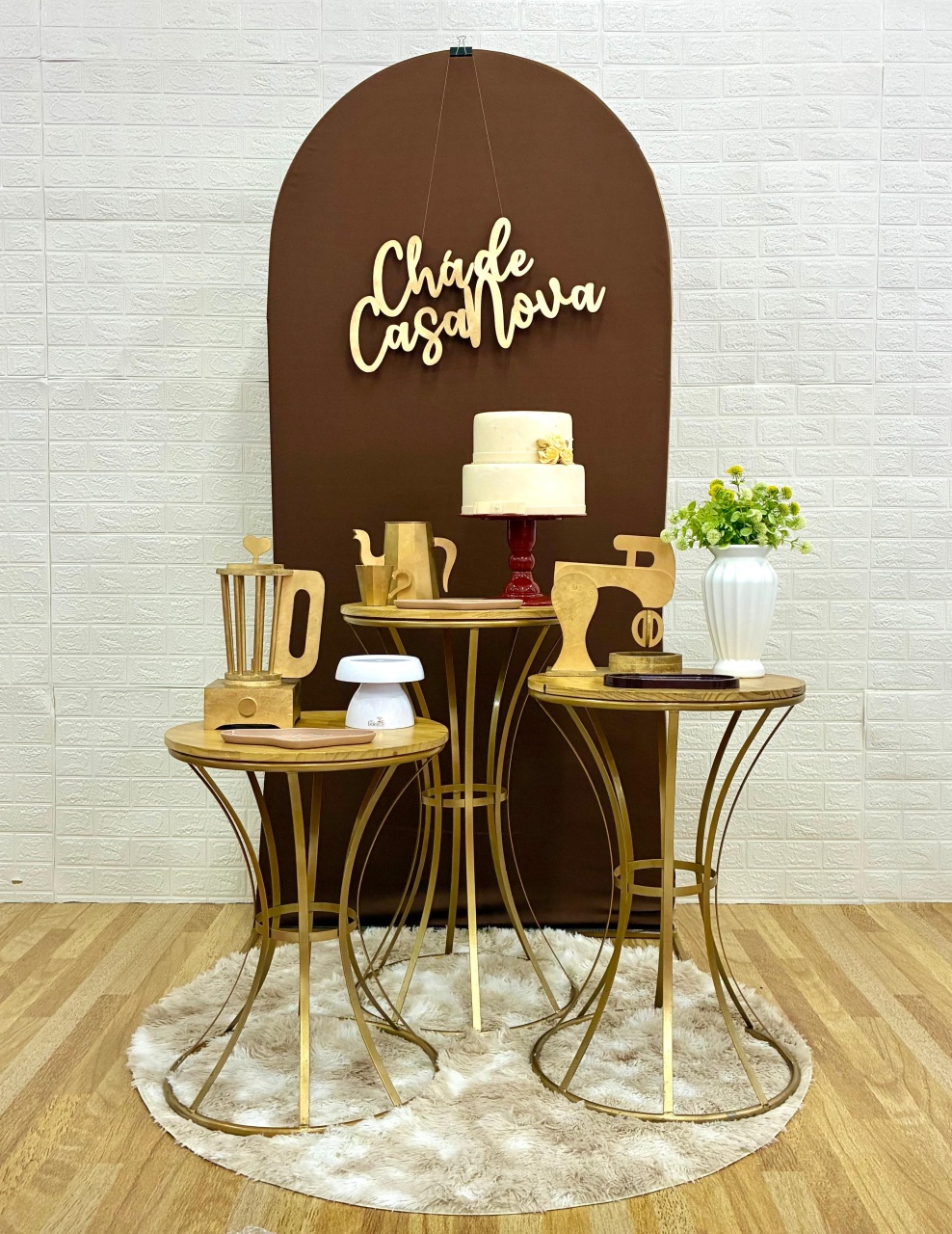 Chá de Casa Nova Clean Marrom - Composição  - Creare Decorações 