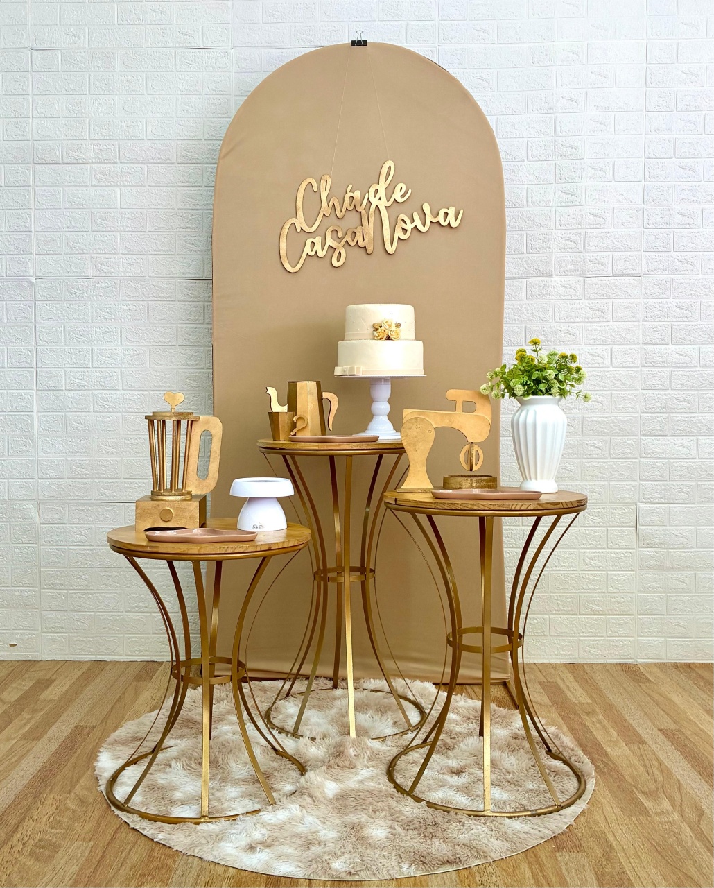 Chá de Casa Nova Clean Bege - Composição  - Creare Decorações 
