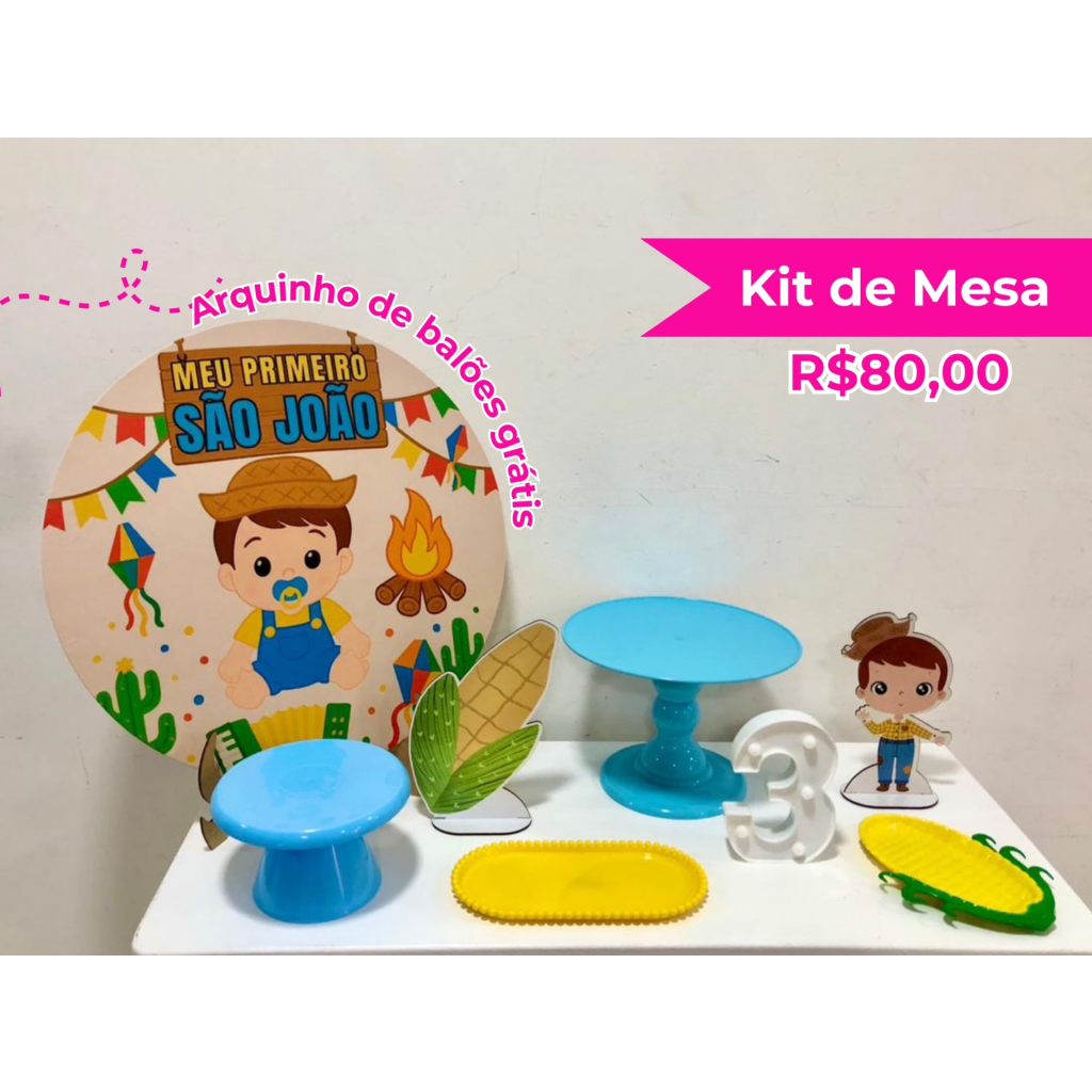 Kit de Mesa Meu Primeiro São João Menino - Creare Decorações 