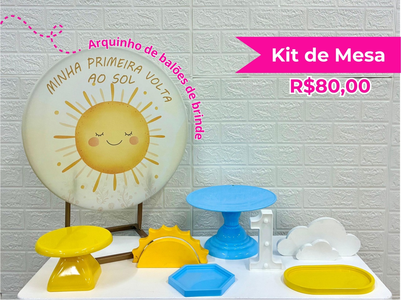 Kit de Mesa Primeira Volta Ao Sol - Creare Decorações 