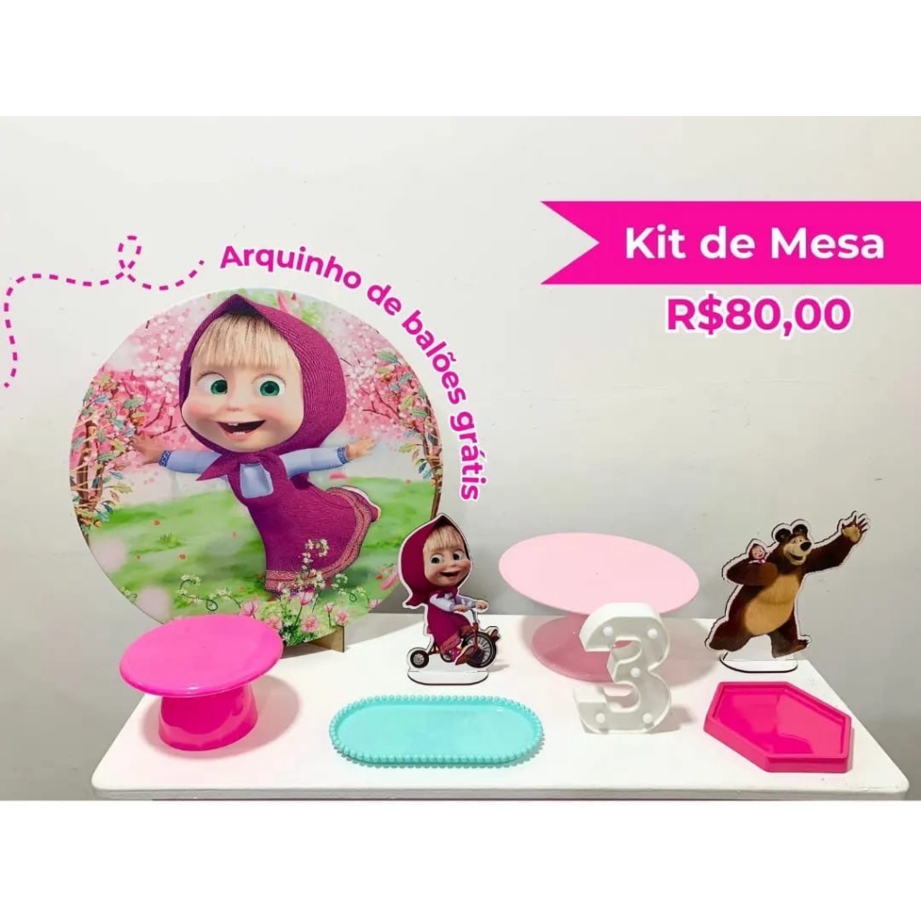 Kit de Mesa Masha E O Urso - Creare Decorações 