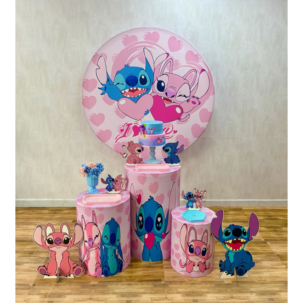 Stitch E Angel Rosa - Kit 1 - Creare Decorações 