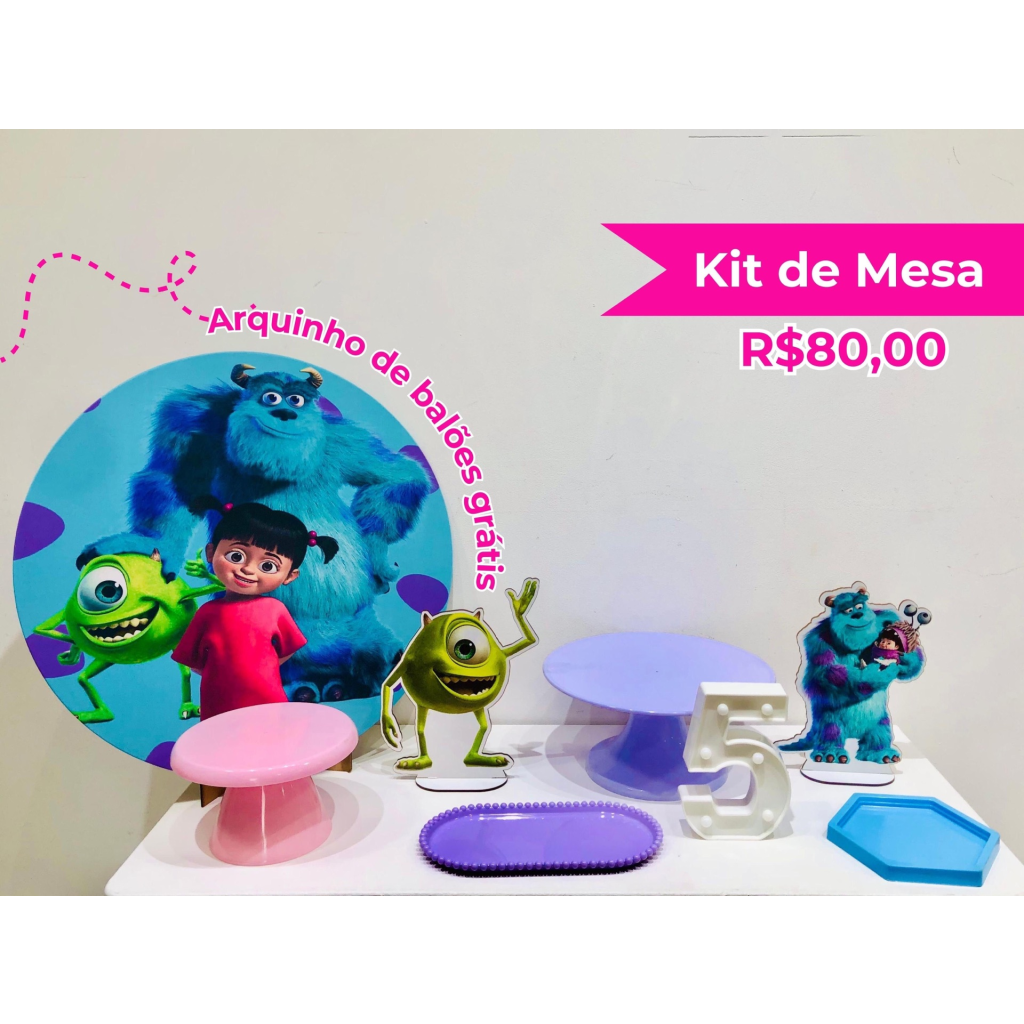 Kit de Mesa Monstros S.a - Creare Decorações 