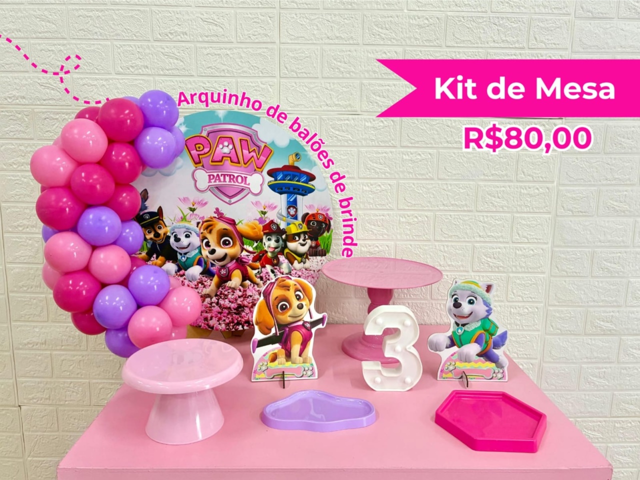 Kit de Mesa Patrulha Canina Menina - Creare Decorações 