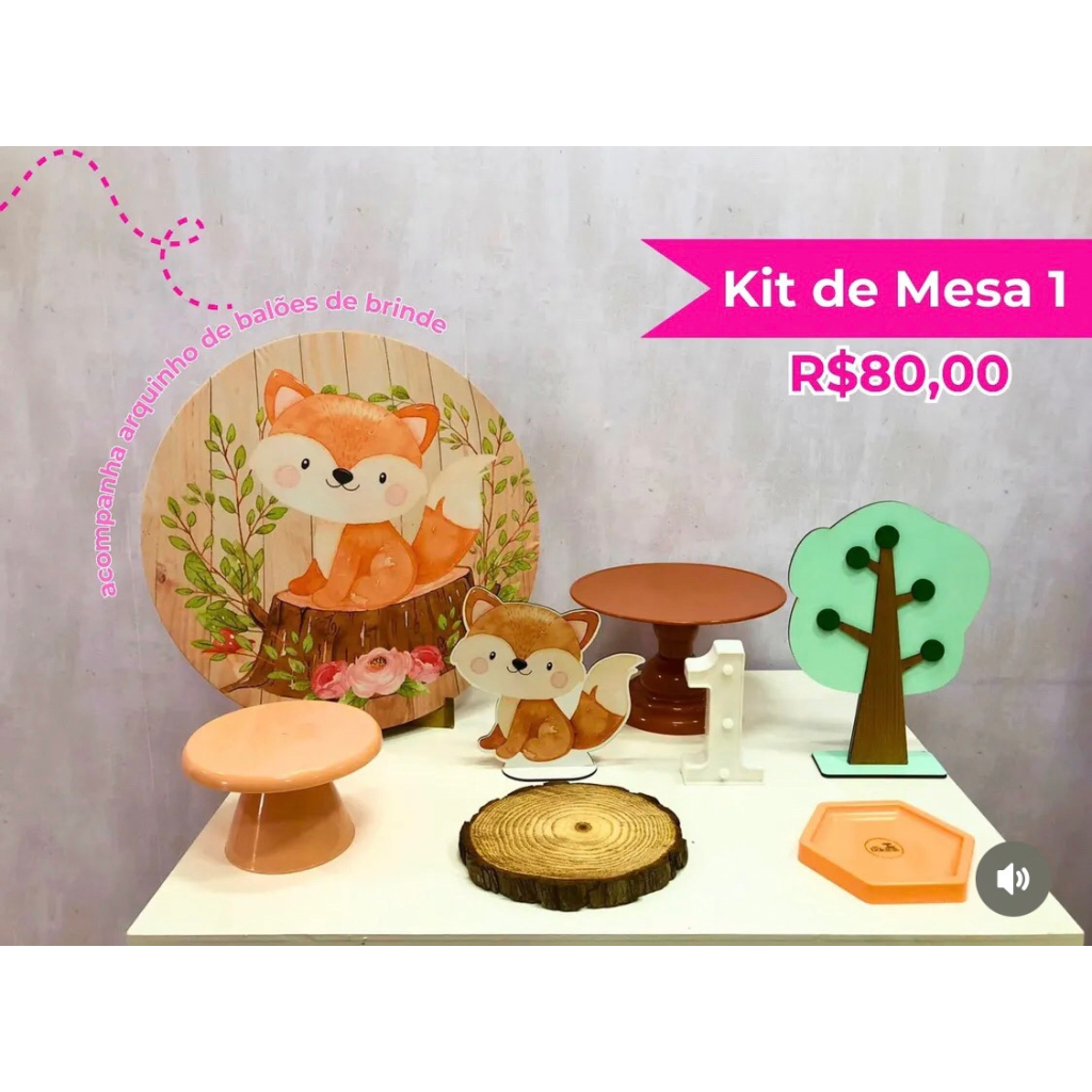 Kit de Mesa Raposinha - Creare Decorações 