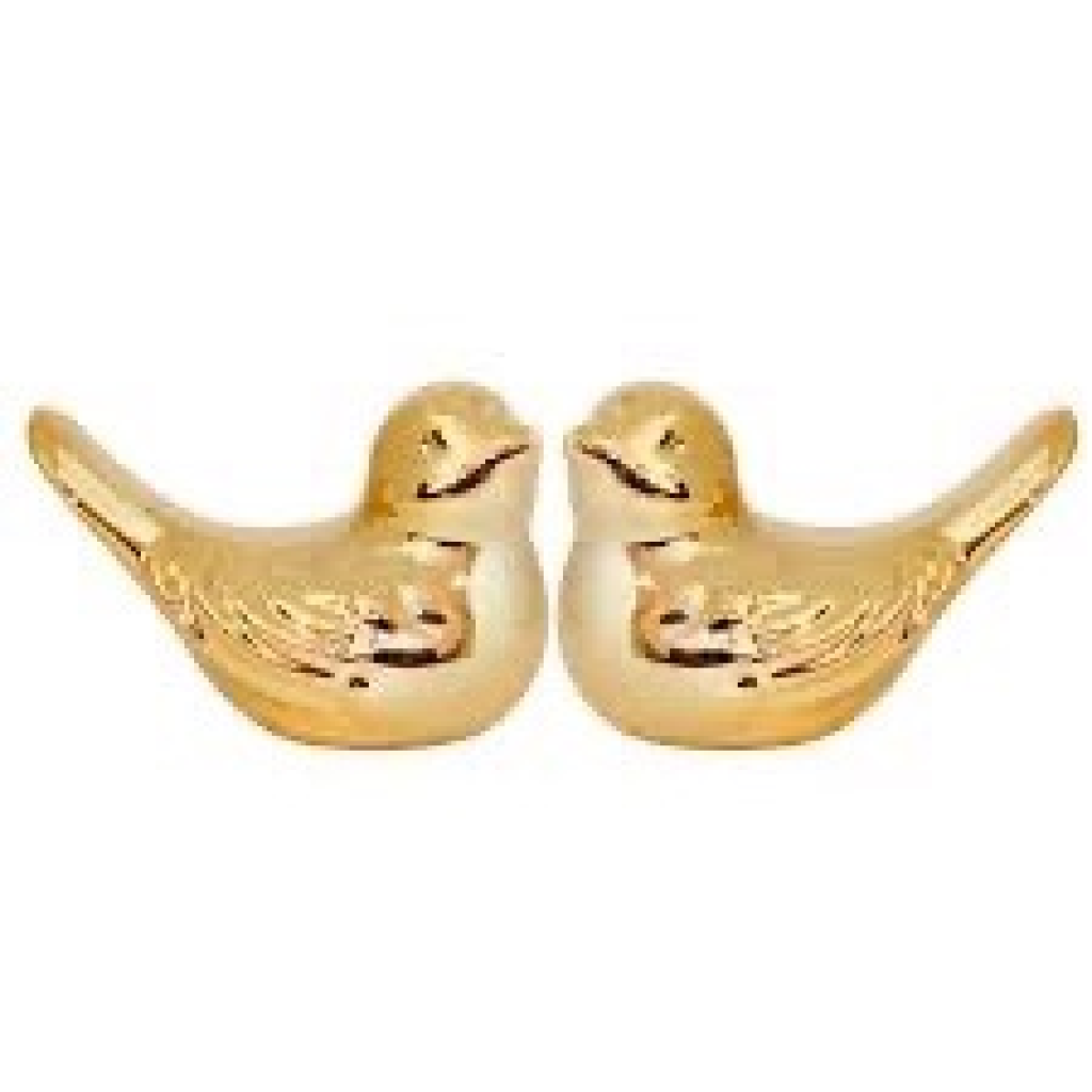 Casal Passarinhos Dourado - Creare Decorações 