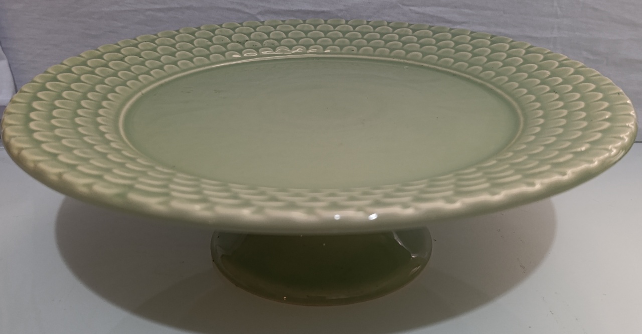 Boleira Cerâmica Verde Menta G  - AMÔ ATELIÊ DECORAÇÃO