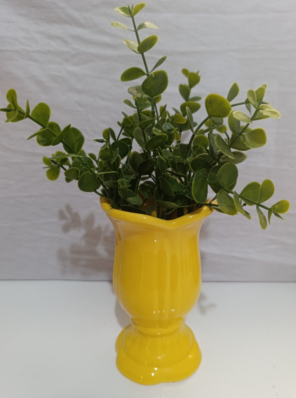 Vaso Taça Cerâmica Amarelo - AMÔ ATELIÊ DECORAÇÃO