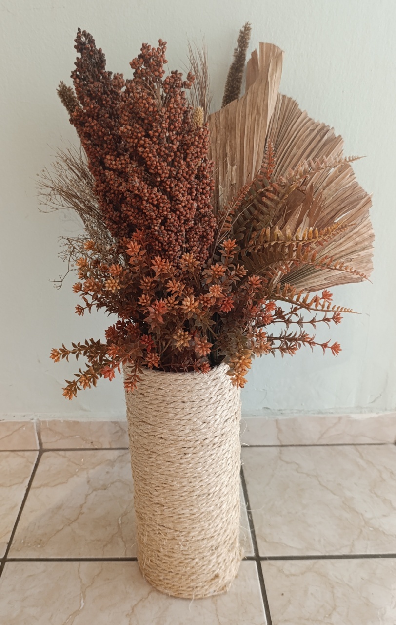 Vaso Tubo Corda Gg  - AMÔ ATELIÊ DECORAÇÃO