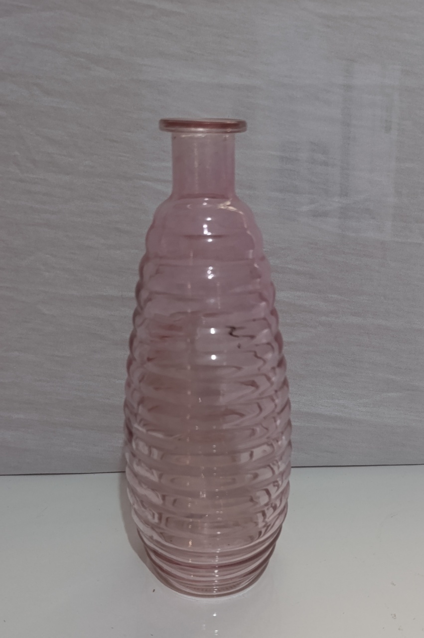 Vaso Vidro Garrafa Rosa - AMÔ ATELIÊ DECORAÇÃO