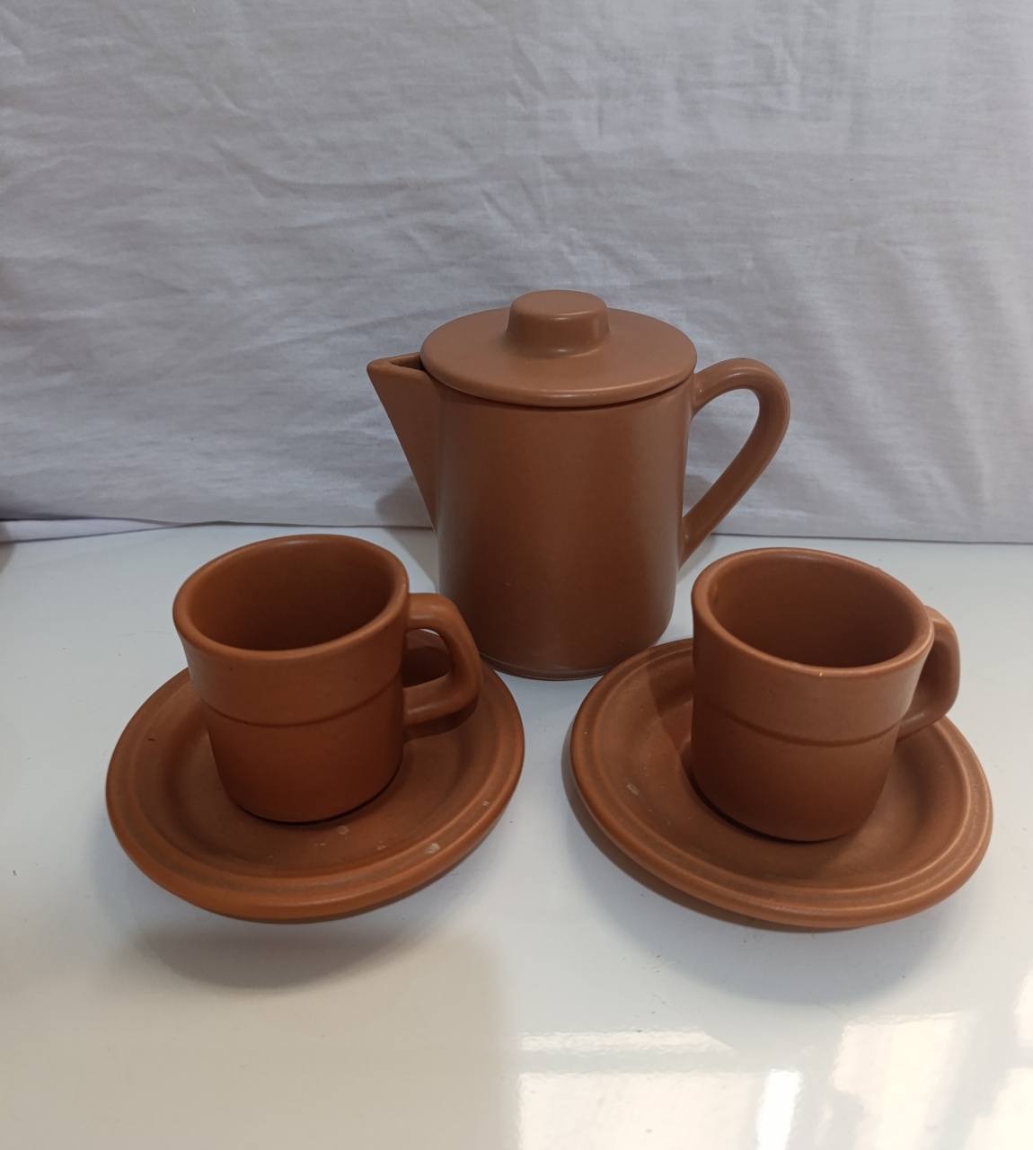 Jogo Bule E Xícaras Cerâmica Terracota - AMÔ ATELIÊ DECORAÇÃO