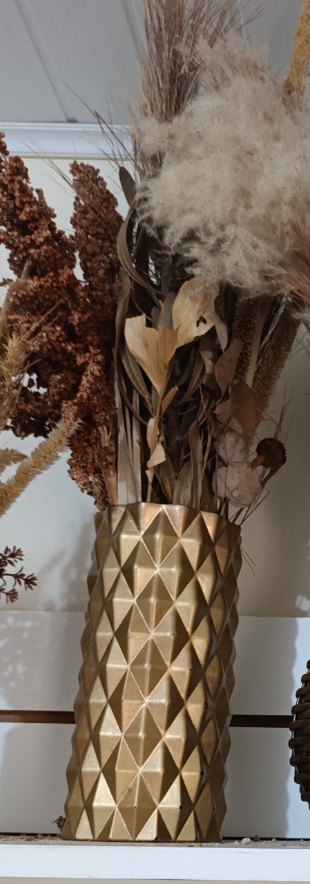 Vaso Tubo Cerâmica Dourado G   - AMÔ ATELIÊ DECORAÇÃO