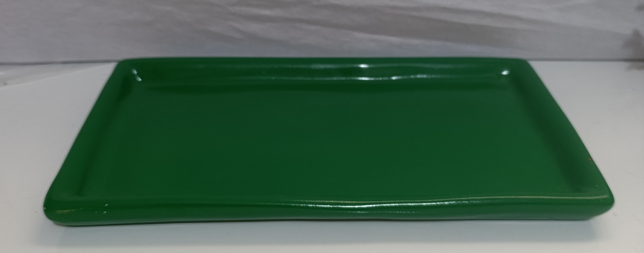 Bandeja Cerâmica Retangular Verde Escuro  - AMÔ ATELIÊ DECORAÇÃO