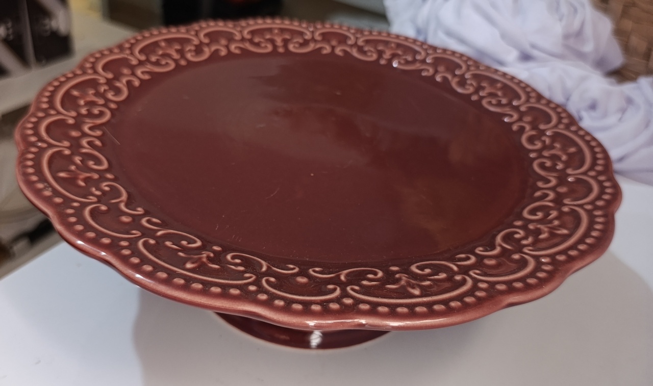 Boleira Marsala Cerâmica G - AMÔ ATELIÊ DECORAÇÃO