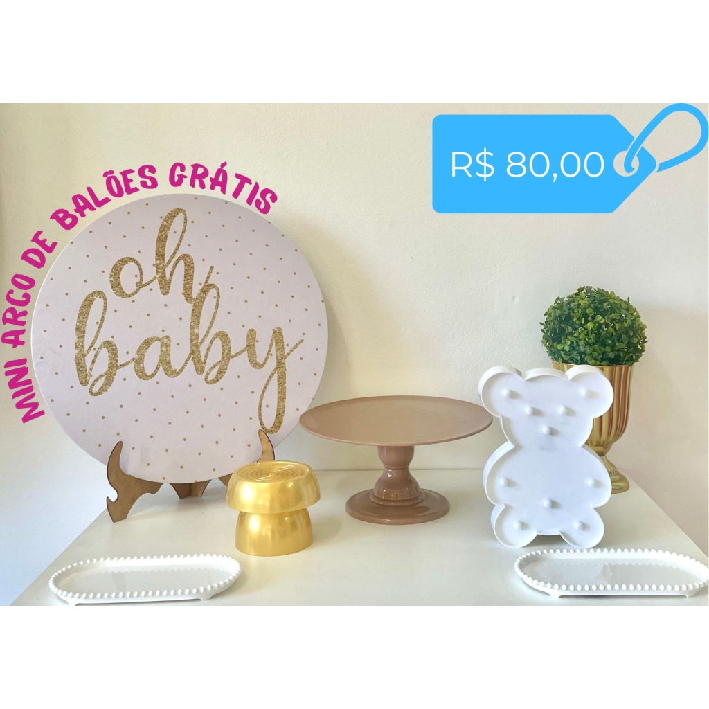 Oh Baby - Chá de Bebê | Chá Revelação - Kit Mesa - zigalufest