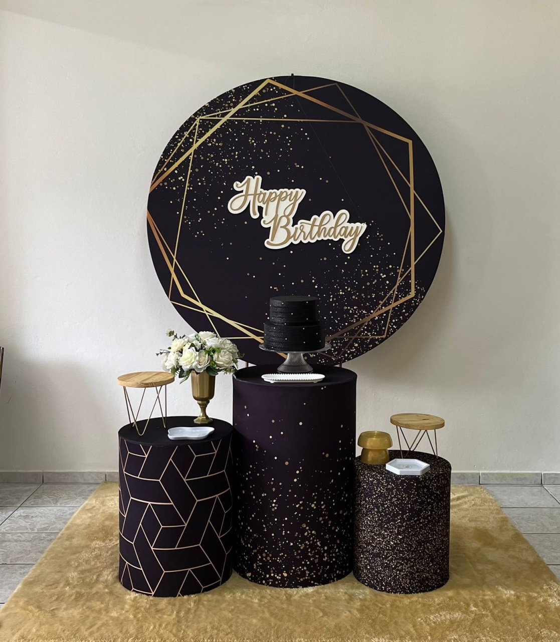 Geométrico - Preto Com Dourado | Kit 1  - zigalufest