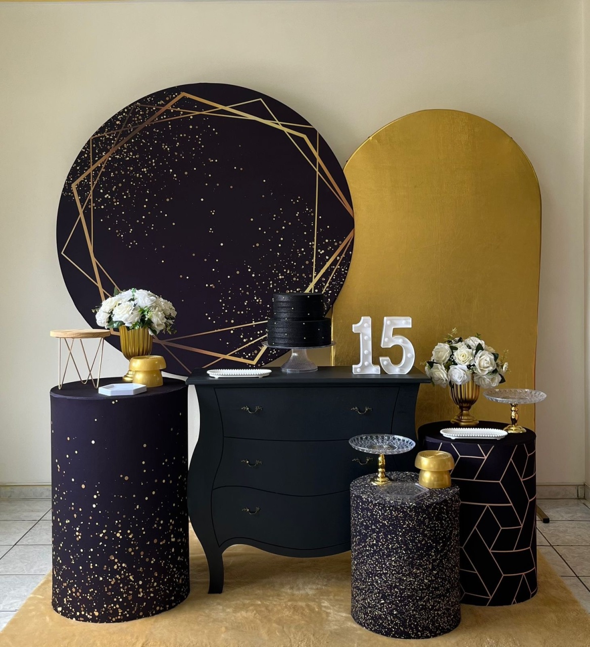 Geométrico - Preto Com Dourado | Kit 3 - zigalufest