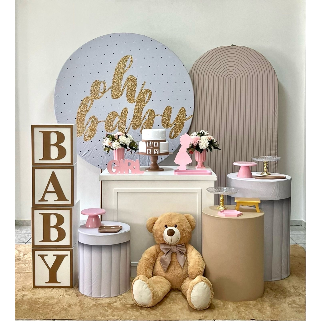 Chá de Bebê | Oh Baby | Menina - Kit 3 - Com Adicionais - zigalufest
