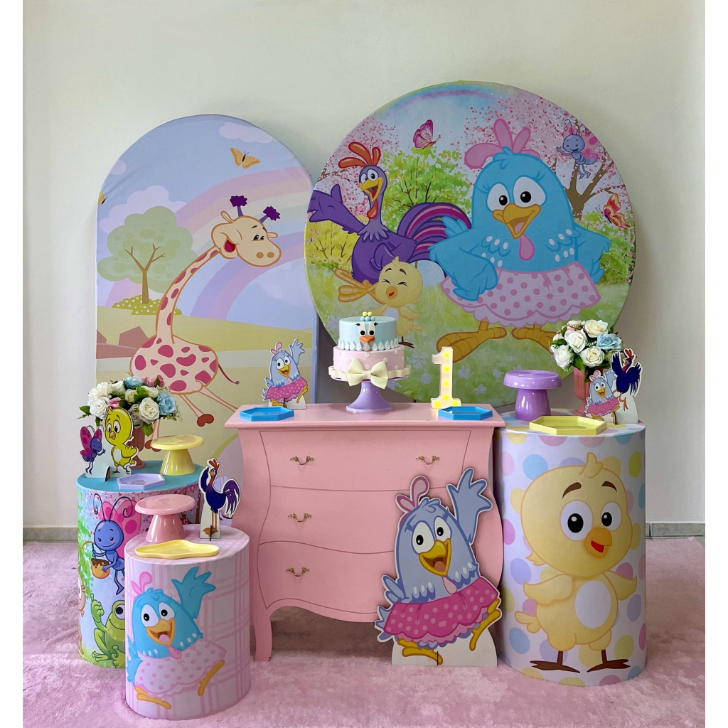 Galinha Pintadinha Rosa - Kit 3 - zigalufest