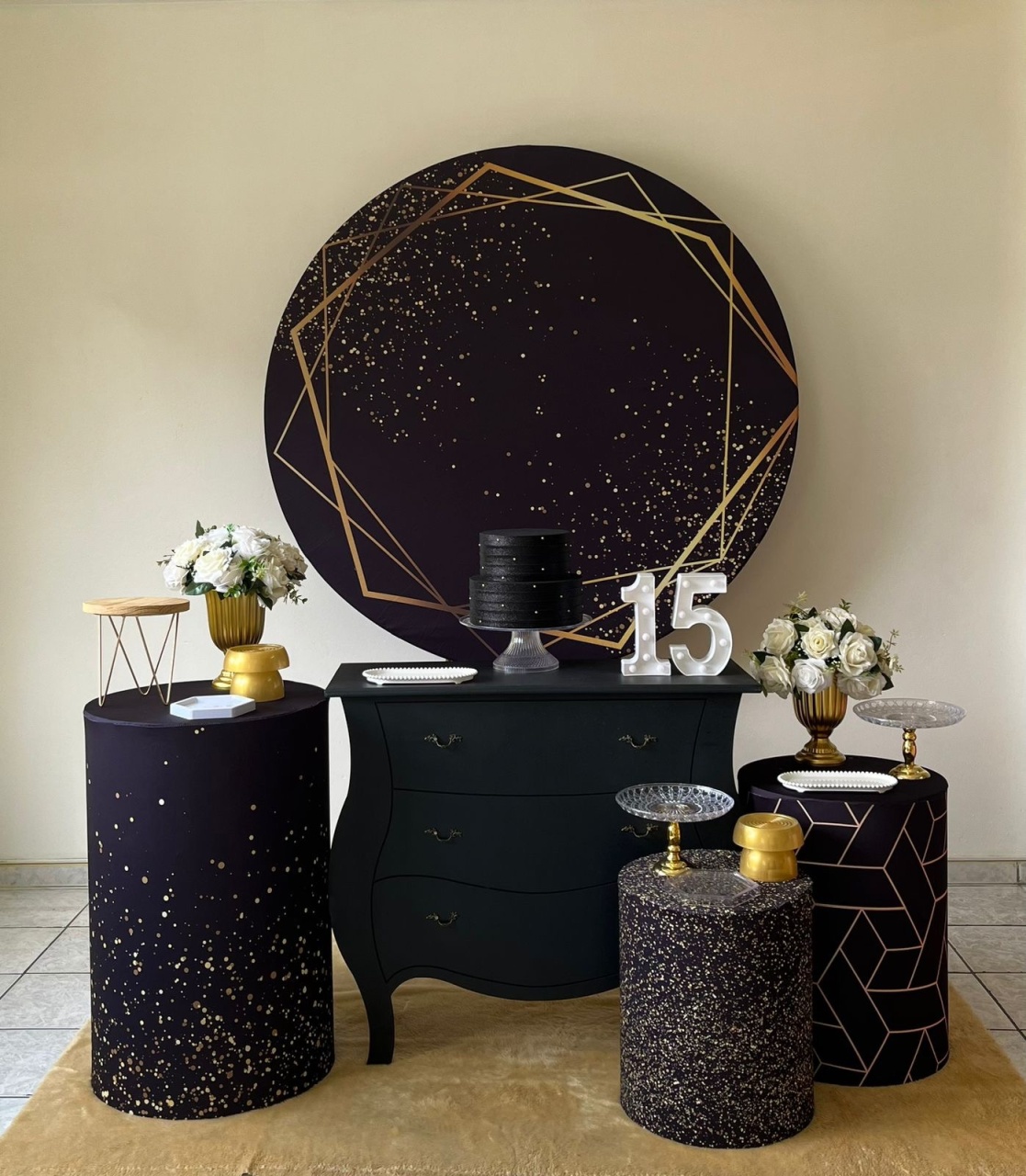 Geométrico - Preto Com Dourado | Kit 2 - zigalufest