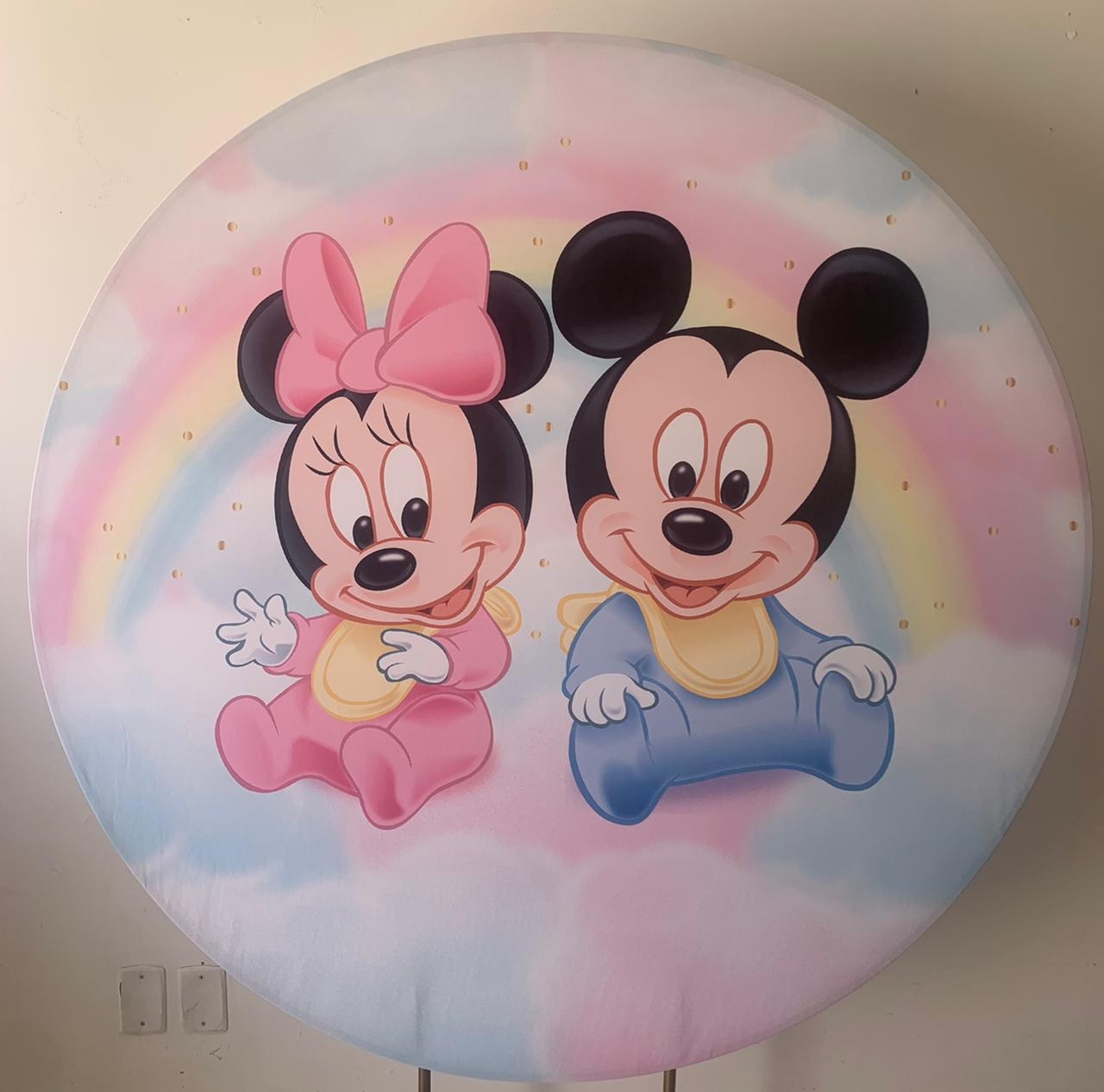 Painel Sublimado Chá Revelação Minnie E Mickey 1,5X1,5 - suafesta.gyn