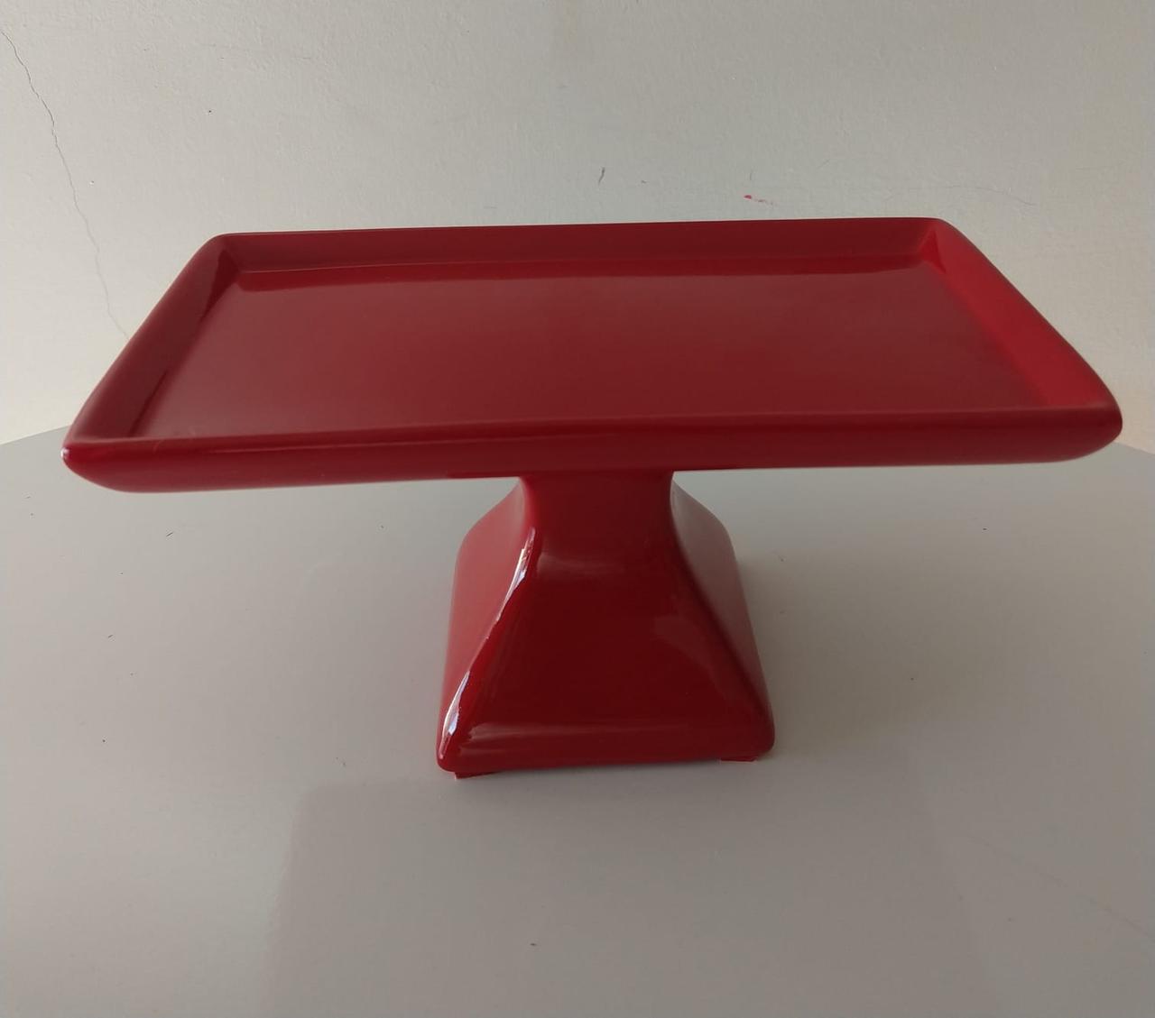 Doceira Com Pé Retangular Vermelho - suafesta.gyn
