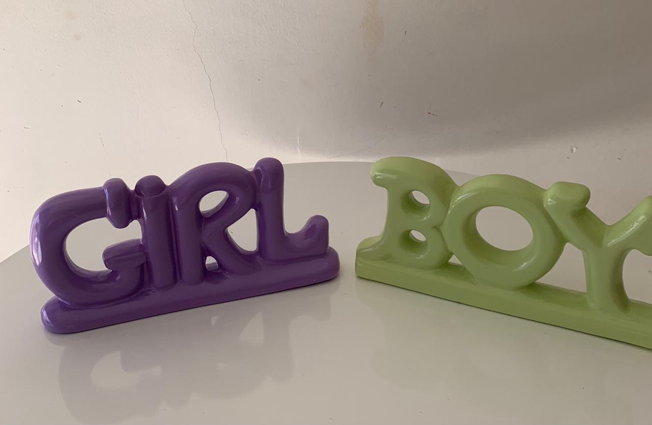 Palavra Boy E Girl Verde E Roxo - suafesta.gyn
