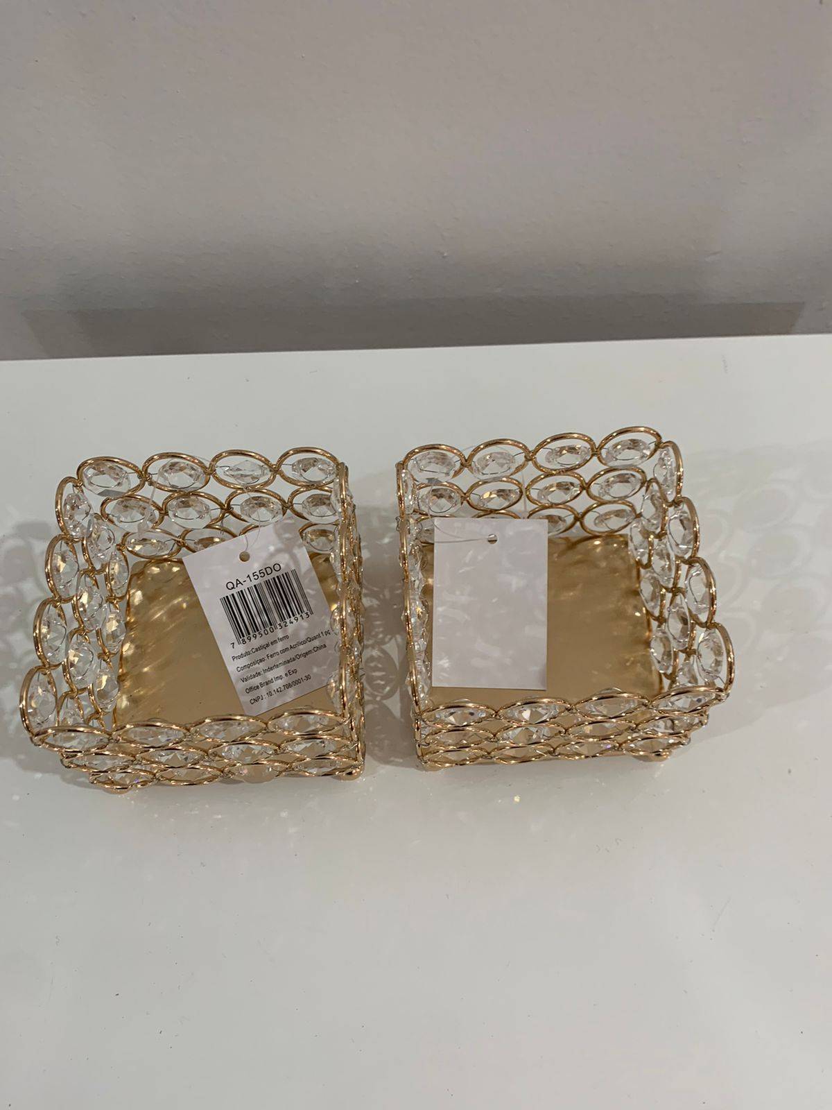 Doceira Quadrada Cristal Dourada - suafesta.gyn