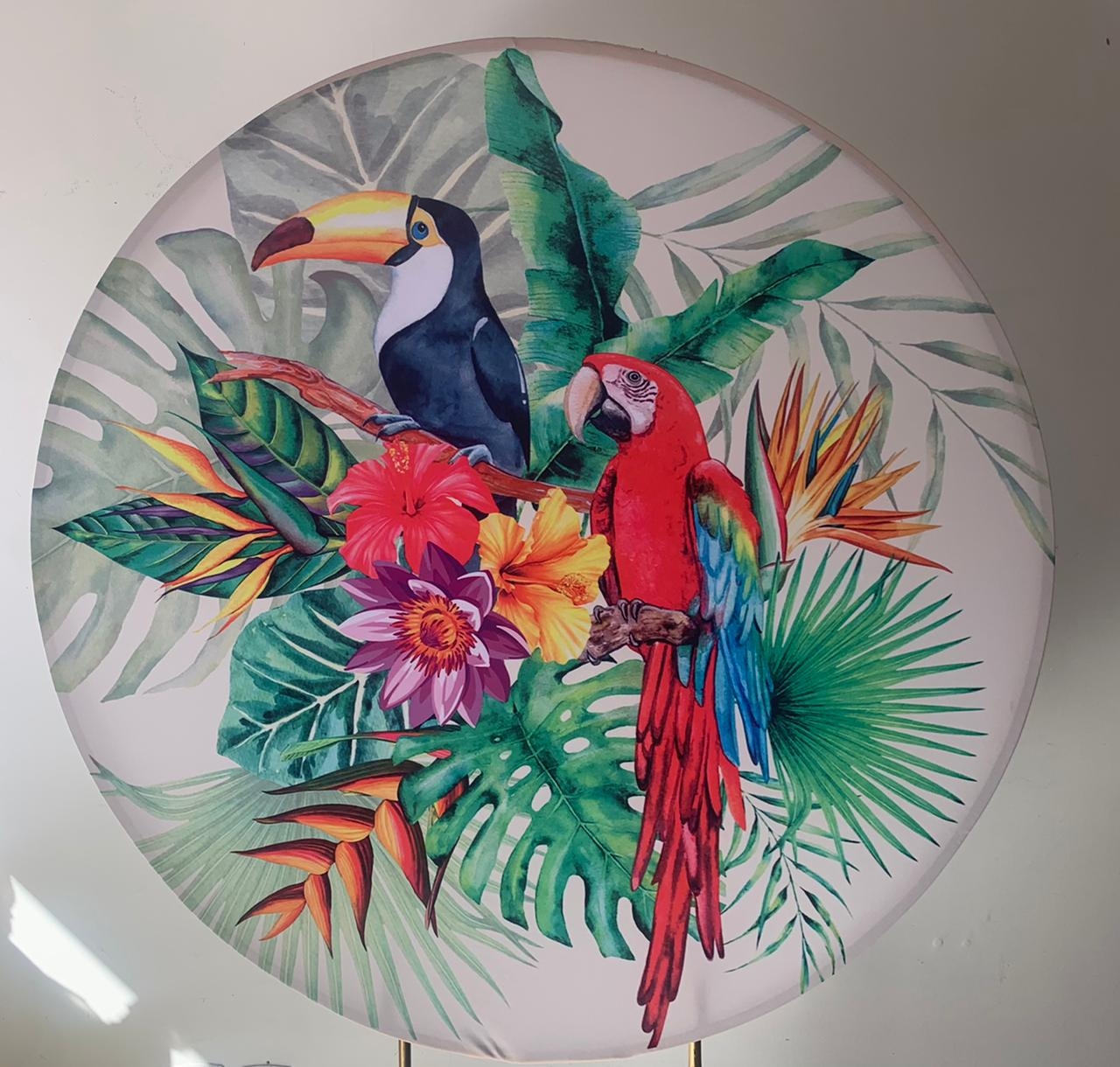 Painel Sublimado Floral Tucano 1,2X1,2 - suafesta.gyn