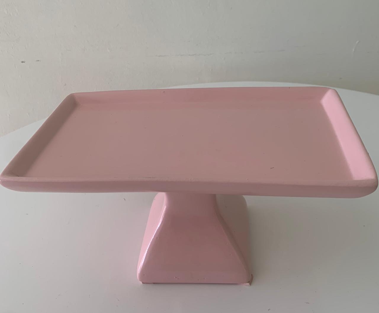 Doceira Com Pé Retangular Rosa - suafesta.gyn
